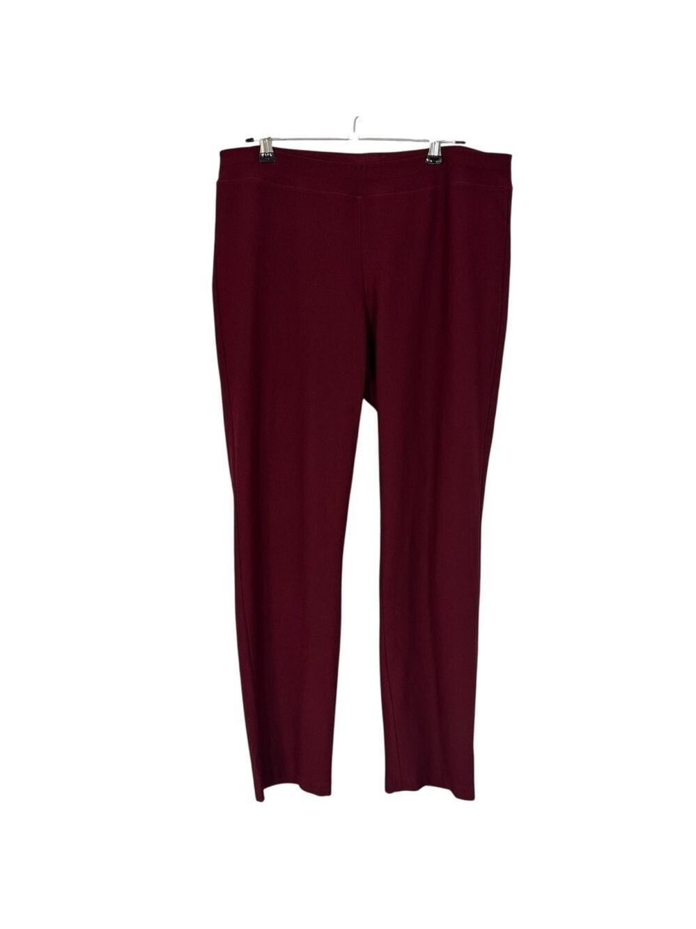 Eileen Fisher Washable Stretch Crepe Pant Sz S Maroon Slim Fit Ankle Length EUC